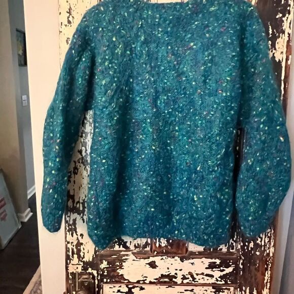 Vintage John Bull Small Mohair Angora Rabbit Pullover Sweater Mock Neck Nordic L - Picture 3 of 8